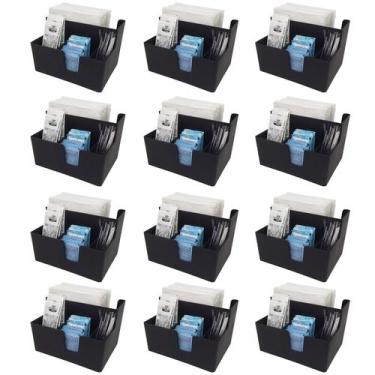 Imagem de Kit 12 Porta Sachês Guardanapos Açúcar Organizadores Bancada Preto Coz