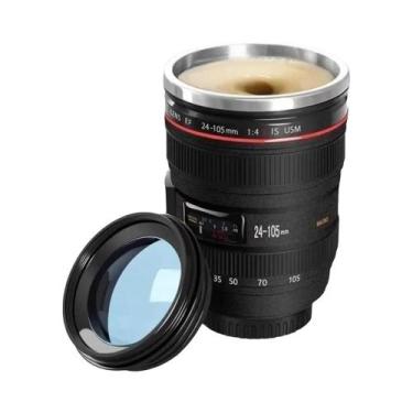 Imagem de Caneca Térmica De Metal 450ml Em Formato De Lente De Câmera - Presente