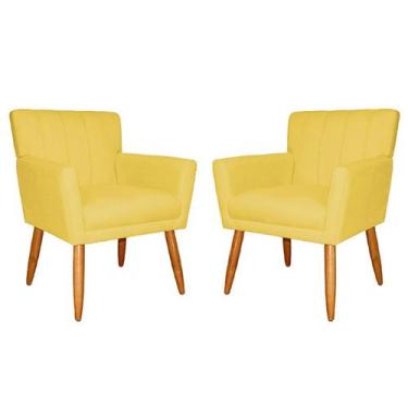 Imagem de Poltrona Decorativa Sala Cadeira Estofada c/ Pé palito Suede - Gold Ho