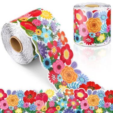 Imagem de Borda de sala de aula floral espiral de 21 m com acabamento em fita de