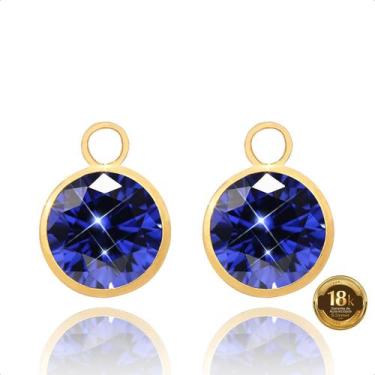 Imagem de Pingente para Brinco em Ouro 18k Pedra 6mm Azul Safira - S.Demór Jóias