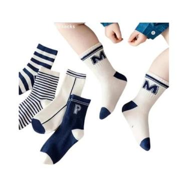 Imagem de Meias De Algodão Para Crianças Com Antiderrapante, 5 Pares Para Todas 