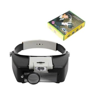 Imagem de Lupa De Cabeça Iluminada Com 2 Luzes LED Para Reparos Em Placas De Cir