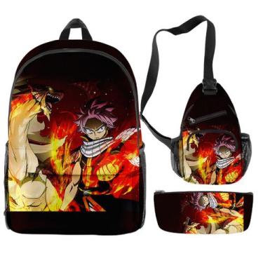 Imagem de Conjunto de mochilas Fairys Tails, bolsa escolar para crianças, 3 unid