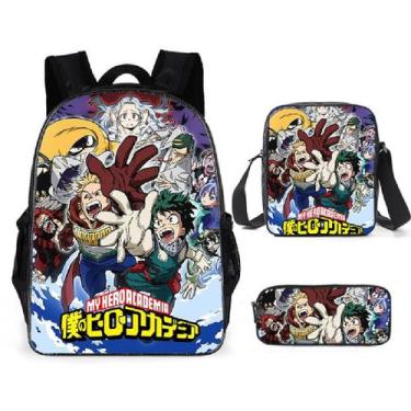 Imagem de Conjunto de mochilas escolares My Heros Academias Anime Casual - yiwei