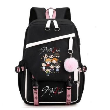 Imagem de Mochila escolar Strays Kids Children Nylon 29x15x44cm - yiweisai