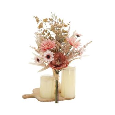 Imagem de Buquê De Flores Artificiais De Peônia E Margarida Em Seda, Decoração P