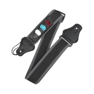 Imagem de Correia Ajustável De Couro PU Para Guitarra Elétrica E Baixo Com 3 Sup