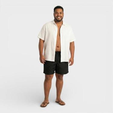 Imagem de Bermuda Masculina Lisa Plus Size Costa Boy, Preto, G3