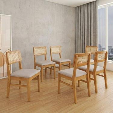 Imagem de Conjunto 6 Cadeiras Madeira Maciça Origem Amendoa