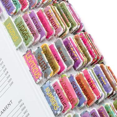 Imagem de Mr. Pen - Abas de Bíblia Laminadas, 75 peças, Letras em relevo em folha dourada, abas de índice resistentes a rasgos para mulheres e homens, abas de índice bíblico de letras grandes, abas de livros da