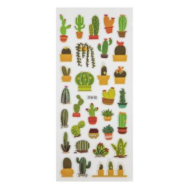 Imagem de Cartela de Adesivo Le Papel 11x30cm Cactos Modelos Diversos - Item Sortido