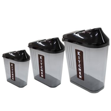 Imagem de Conjunto de Potes em Acrílico para Mantimentos Le Preto 3 Peças