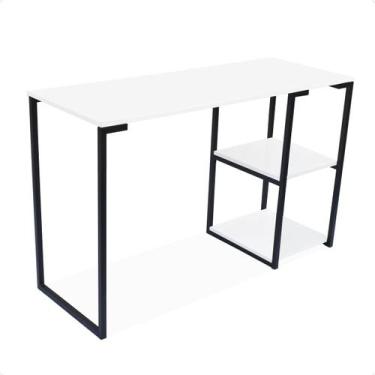 Imagem de Mesa Escrivaninha Industrial Nicola 120cm Preto com Prateleira e Tampo
