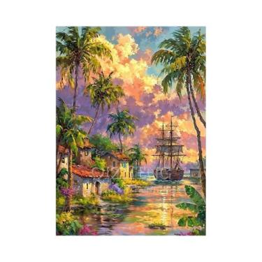 Imagem de Kit De Pintura Diamante 5D Para Adultos Iniciantes: Barco À Vela No Ma