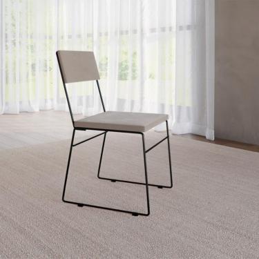 Imagem de Cadeira De Jantar Málaga Estofada Assento Veludo Para Mesa Sala De Jantar Cozinha Conforto - Bege