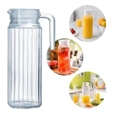 Imagem de Jarra 1 Litro Com Tampa Para Água Suco Vidro Grosso Com Alça - Congrat