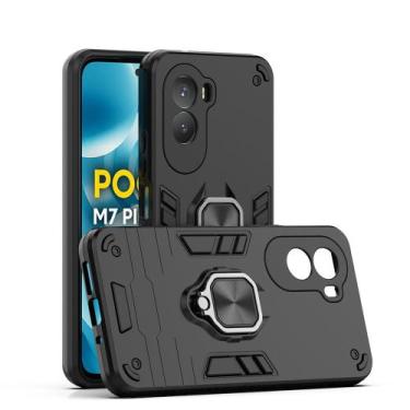 Imagem de Capa Capinha Anel Armor Anti Impacto Para Xiaomi Poco M7 4G Cor:Preto 