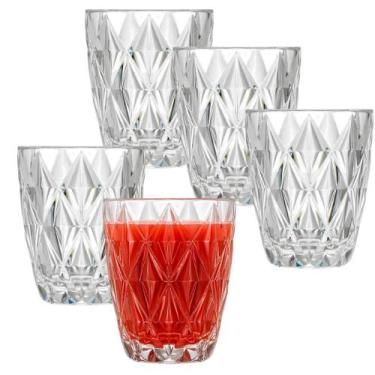 Imagem de Jogo 5 Copos de Vidro Diamond Água Suco Vitamina Coquetel Long Drink M