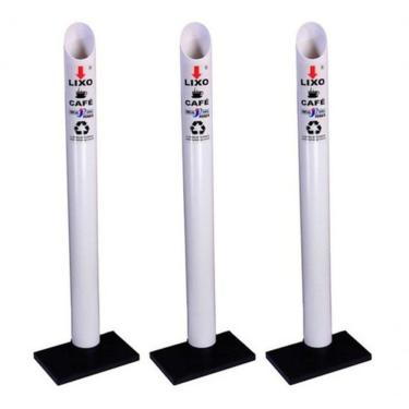 Imagem de Lixeira para Copos Descartáveis Kit 3 Coletora Tubo Café 50ML 220 Copos Plástico Abertura Manual Café