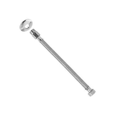 Imagem de Engate Flexível para Chuveiro Inox 30cm Passagem Interna 8mm com Canopla Inox Blukit