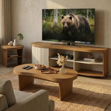 Imagem de Sala de Estar Com 2 Mesas e Rack Tv 75'' Magnum Cinamomo/Off White - D