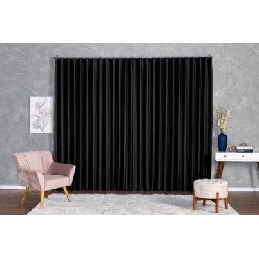 Imagem de Cortina Blackout Tecido 6,00x2,30 Para Trilho Suíço - - Ludatex, Preto