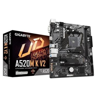 Imagem de Placa-Mãe Gigabyte A520M K V2 Rev. 1.0, AMD, Micro ATX, DDR4, Preto - A520M K V2-Unissex