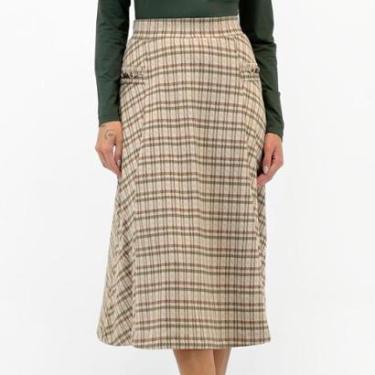 Imagem de Saia Anemone Midi Xadrez Evasê Feminina-Feminino
