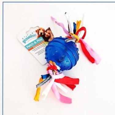 Imagem de Brinquedo pet pra cachorro Bola Bolinha c/ corda Pawise, Azul