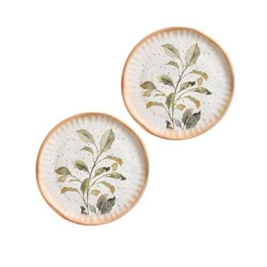 Imagem de Conjunto c 2 pratos sobremesa botanica ceramica 21cm scalla