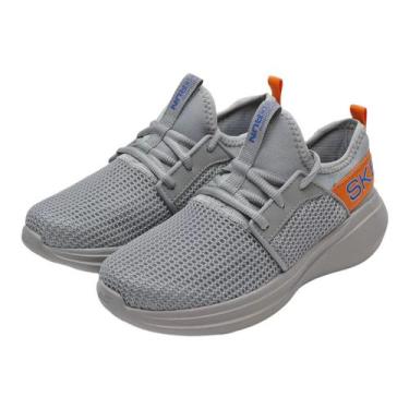 Imagem de Tenis Infantil Skechers Go Run Fast 85400l BR, Cinza, Laranja, 29