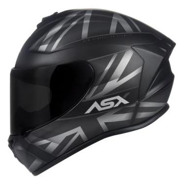 Imagem de Capacete Asx Draken Uk Fosco Preto/Cinza, 62