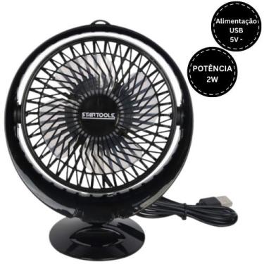 Imagem de Mini Ventilador Portátil de Mesa USB 5V Preto Silencioso com Inclinaçã