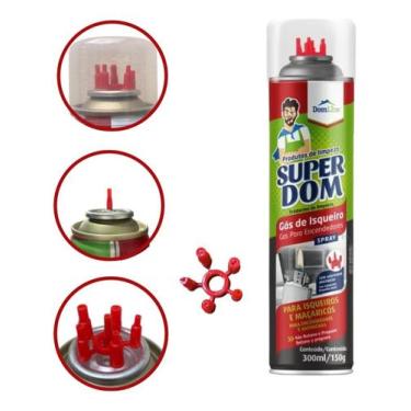Imagem de Refil Gás Butano E Propano P/isqueiro C/ 5 Adaptadores 300ml - BASTON 