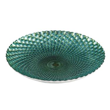 Imagem de Centro de Mesa Decorativo de Vidro Istambul Verde C/Dourado 40x7cm Wolff