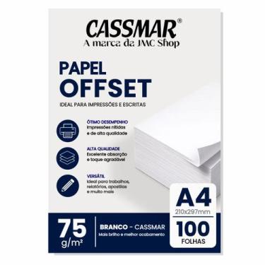Imagem de Papel Offset 75g A4 210x297mm Cor Branco 100fls - Cassmar