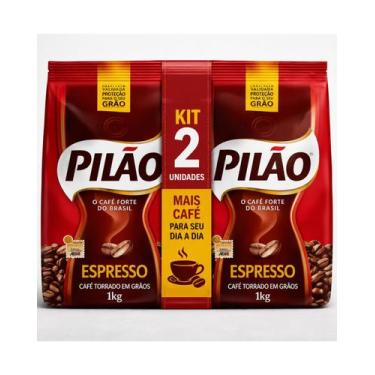 Imagem de Café Especial Torrado em Grãos Espresso Pilão Pouch Pacote 1kg Kit 2 U