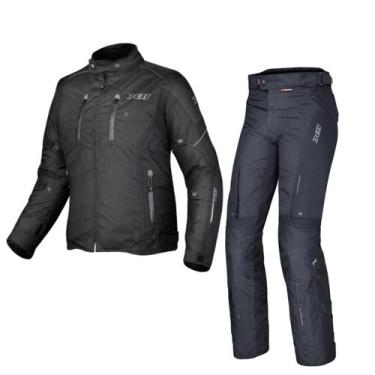 Imagem de Kit X11 Feminino Jaqueta Iron3 preta Calça Versa Preta Moto, M, Preto