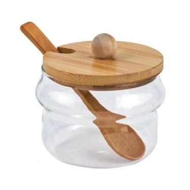 Imagem de Açucareiro de vidro tampa e colher bambu 250ml mimo style