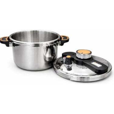 Imagem de Panela De Pressão 8 Litros Aço Inox Com Trava De Segurança Reforçada -