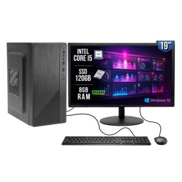 Imagem de Computador Cpu Pc Barato Intel I5, 8GB, SSD 120 Windows Monitor 19 - B