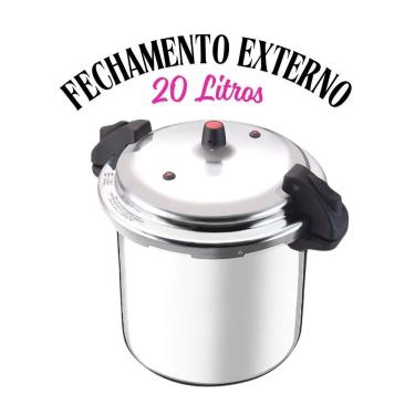 Imagem de Panela de Pressão Alumínio 20L Fechamento Externo Válvula de Segurança Alça Antitérmica