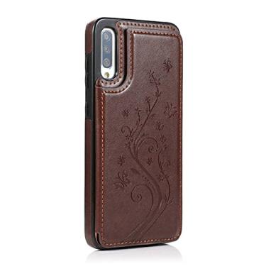 Imagem de Capa para celular estilo carteira de cartão da moda para A32 A52 A72 Capa para Samsung Galaxy S21 S20 FE Ultra S10 S9 S8 Plus A12 A42 A51 A71 A21S A50 A70, marrom, para Galaxy A32 5G