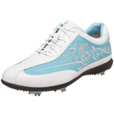 Imagem de Callaway Sapato de golfe feminino brocado, Branco/Azul bebê, 5.5