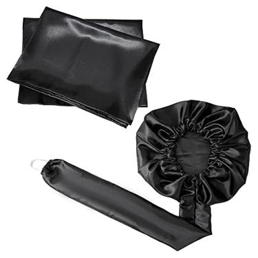 Imagem de Touca Difusora + 2 Fronhas 50x70 Cetim Anti Frizz Preta