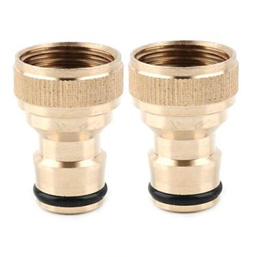 Imagem de 2 pe?as de lat?o 1/2quot;?Conector r¨¢pido de rosca conector de irriga??o de jardim???torneira adaptador de torneira mangueira/conector de tubo, f¨ºmea, 1/2 ''