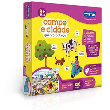 Imagem de Campo e Cidade - Quebra-cabeça Trilíngue Grandão - 120 peças - Toyster Brinquedos