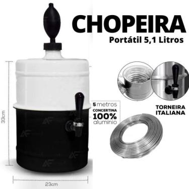 Imagem de Chopeira Portatil 5,1 Litros Em Aluminio Torneira Modelo Italiana - Be