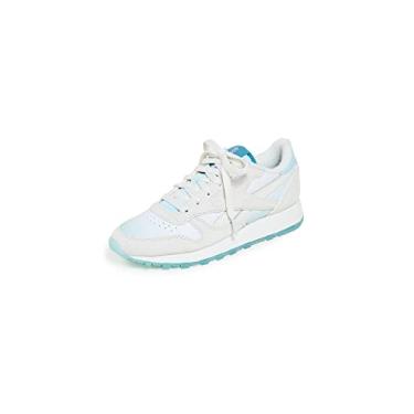 Imagem de Reebok Women's x Madwomen Classic Leather Sneakers, Chalk/Chalk/Thirsty Blue, 9.5 Medium US